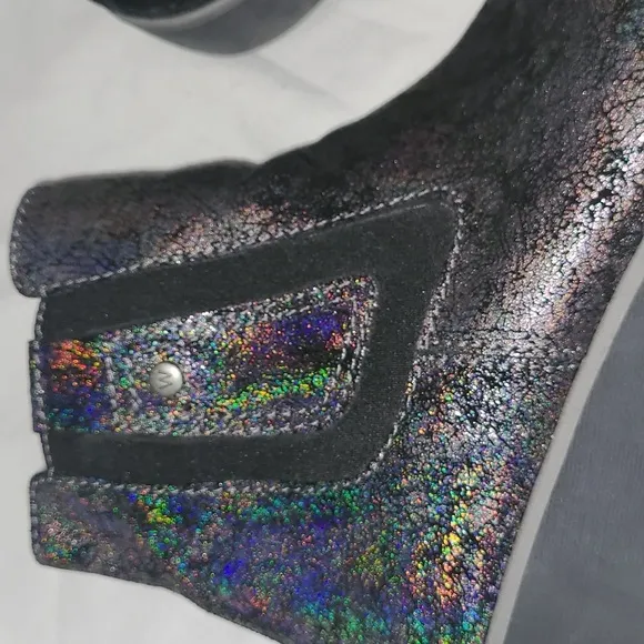 Wolky* Leather* Basky* Iridescent Black* Wedge Boots* Sz EU40/US9.5
