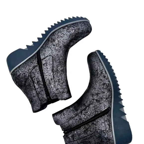 Wolky* Leather* Basky* Iridescent Black* Wedge Boots* Sz EU40/US9.5
