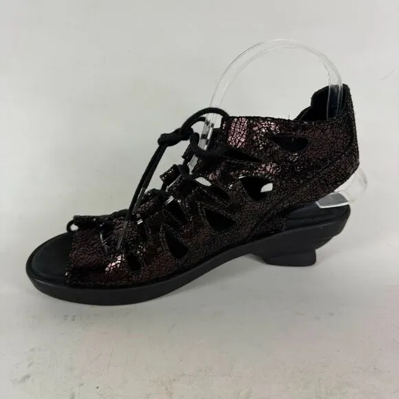 Wolky Seminyak Strappy Sandals Women's 7 Gladiator Black Leather Lace Up Comfort
