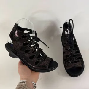 Wolky Seminyak Strappy Sandals Women's 7 Gladiator Black Leather Lace Up Comfort