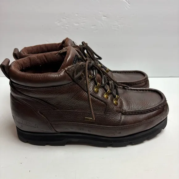Wolverine Brown Leather Moc-Toe Work Boots Lace-up Mens size 11 06674