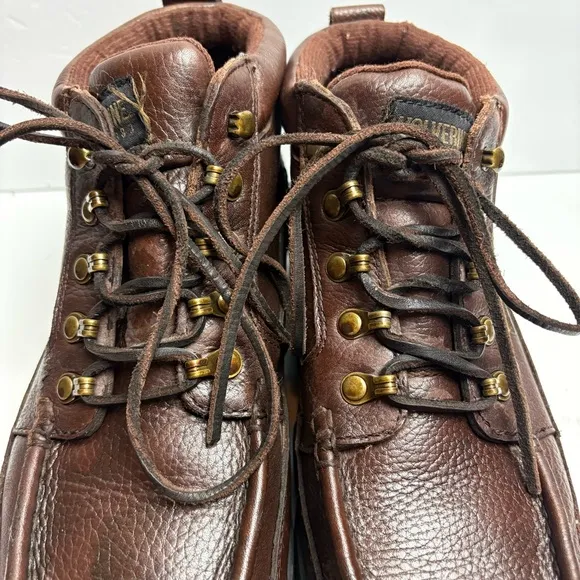 Wolverine Brown Leather Moc-Toe Work Boots Lace-up Mens size 11 06674