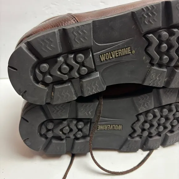 Wolverine Brown Leather Moc-Toe Work Boots Lace-up Mens size 11 06674