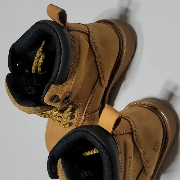 WOLVERINE LEATHER WATERPROOF STEEL TOE MUSTARD LACE-UP FLOORHAND WORK BOOTS 5.5W