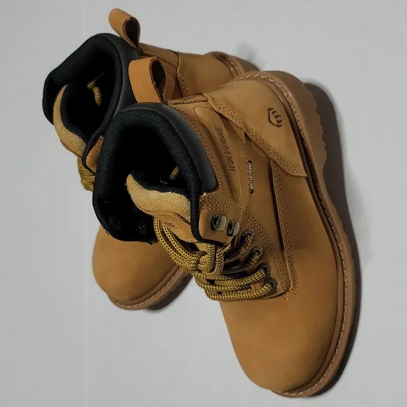 WOLVERINE LEATHER WATERPROOF STEEL TOE MUSTARD LACE-UP FLOORHAND WORK BOOTS 5.5W