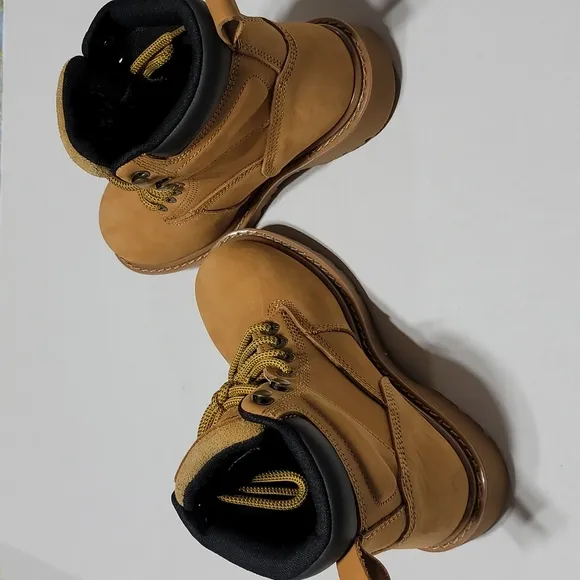 WOLVERINE LEATHER WATERPROOF STEEL TOE MUSTARD LACE-UP FLOORHAND WORK BOOTS 5.5W