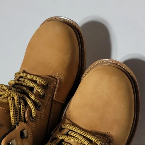 WOLVERINE LEATHER WATERPROOF STEEL TOE MUSTARD LACE-UP FLOORHAND WORK BOOTS 5.5W