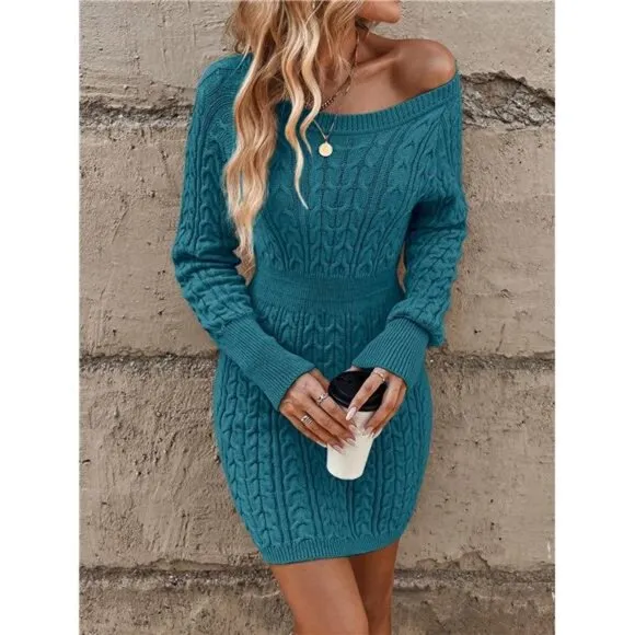Women Casual Knit Sweater Dress, Minimalist Fashion For Everyday Wear