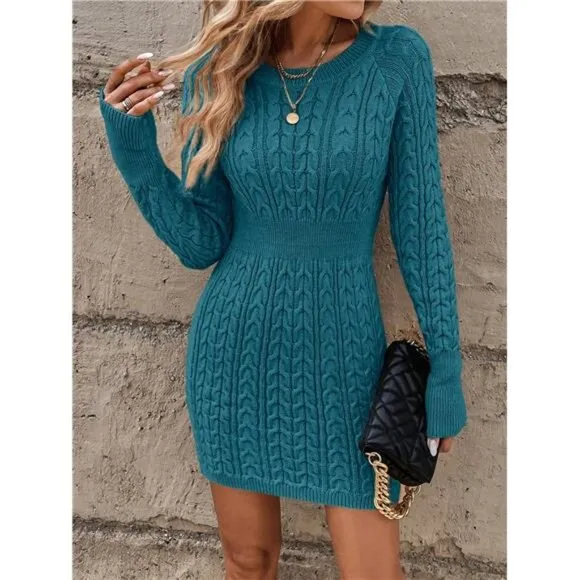 Women Casual Knit Sweater Dress, Minimalist Fashion For Everyday Wear