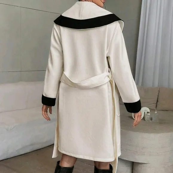 Women Color Block Splice Minimalist Long Sleeve Jacket, Casual Leisure
