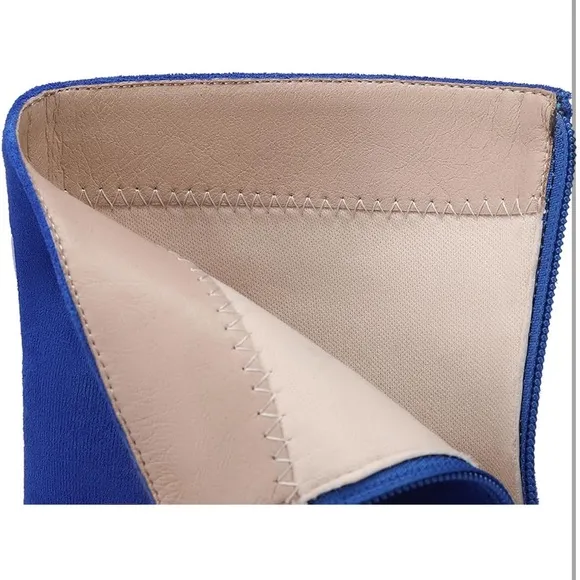 Women Fashion Chunky Block Heel Pointed Toe Ankle Short Booties Side Zipper