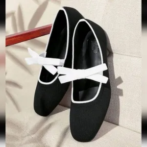 Women Plaid Square Toe Flat Shoes, Comfortable