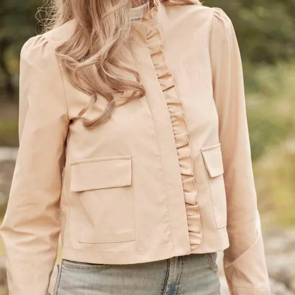 Women Plain Color Minimalist Casual Jacket, Everyday Wear