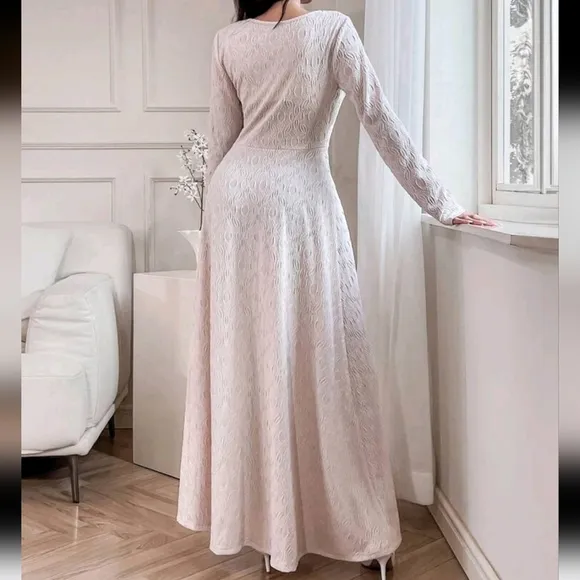 Women V-Neck Long Sleeve Draped Minimalist Casual Dress