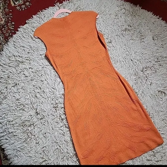 Womens Alexander McQueen Dress Orange Embroidery Designer Luxury Chic