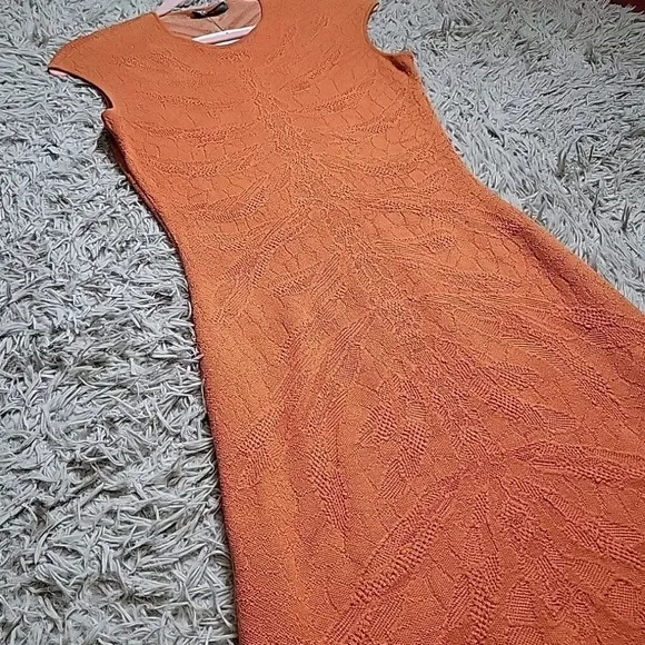 Womens Alexander McQueen Dress Orange Embroidery Designer Luxury Chic