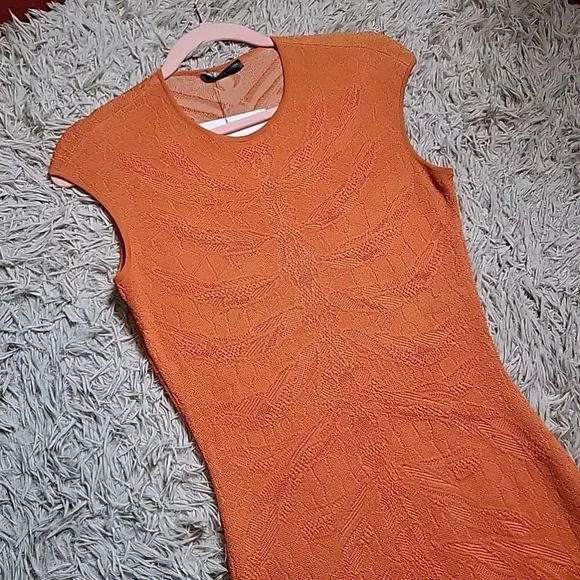Womens Alexander McQueen Dress Orange Embroidery Designer Luxury Chic