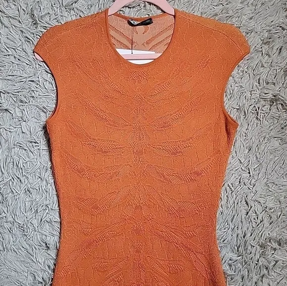 Womens Alexander McQueen Dress Orange Embroidery Designer Luxury Chic