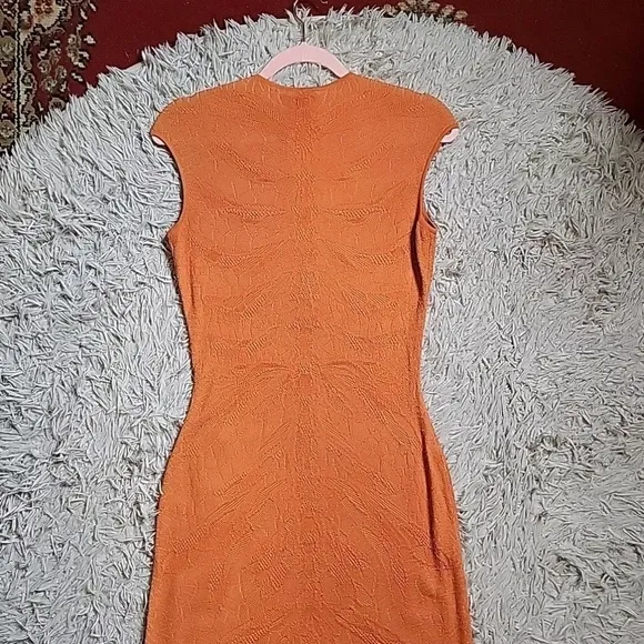 Womens Alexander McQueen Dress Orange Embroidery Designer Luxury Chic