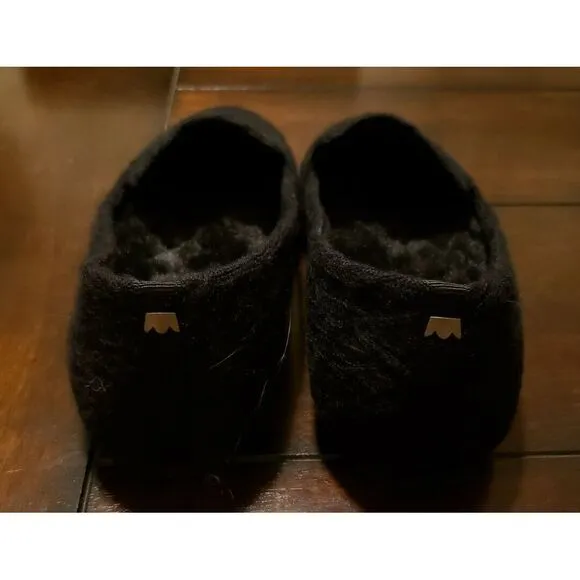 Women's Birdies Faux Fur Lined Starling Cable Knit Shoes Slippers Size 6.5 Black