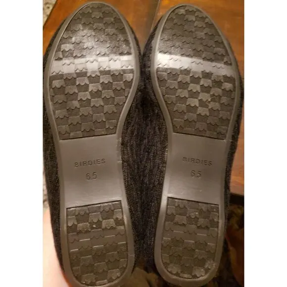 Women's Birdies Faux Fur Lined Starling Cable Knit Shoes Slippers Size 6.5 Black