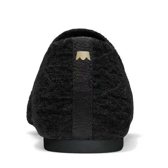 Women's Birdies Faux Fur Lined Starling Cable Knit Shoes Slippers Size 6.5 Black