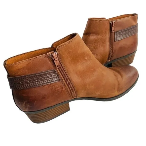 Womens Brown Leather Ankle Boots Sz 11