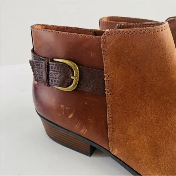 Womens Brown Leather Ankle Boots Sz 11