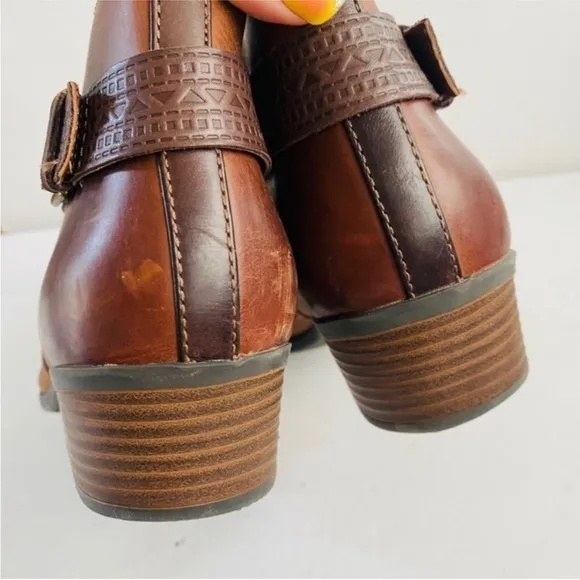 Womens Brown Leather Ankle Boots Sz 11