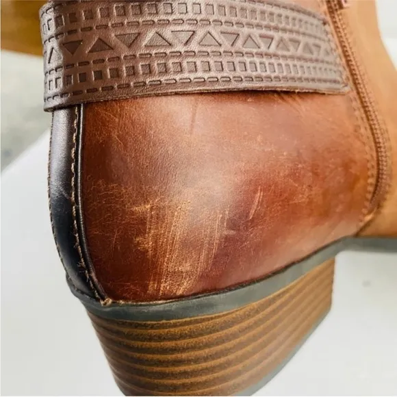 Womens Brown Leather Ankle Boots Sz 11