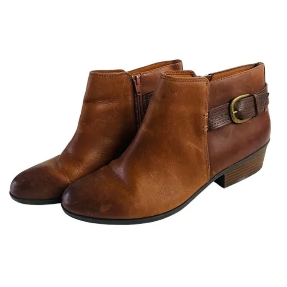 Womens Brown Leather Ankle Boots Sz 11