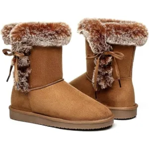 Women's Classic Mid-Calf Warm Shoes Fur Lined Winter Snow Anti-Slip Boots