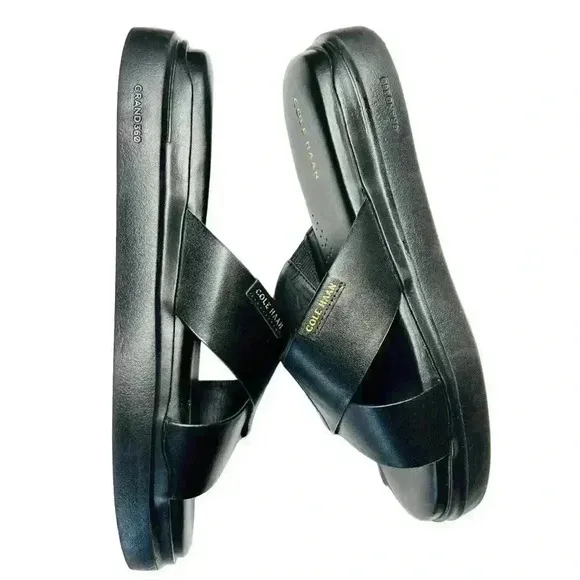 WOMEN’S COLE HAAN BLACK LEATHER SLIDE SANDALS SIZE 8 VERY GOOD QUALITY LEATHER