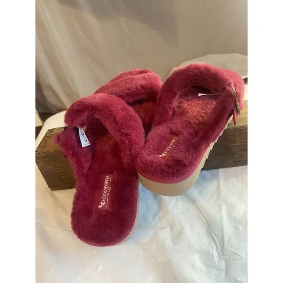 Women's Koolaburra By UGG Soft Fluffy‎ Maroon Furr Ah Sandals-Size 12-Rare Find