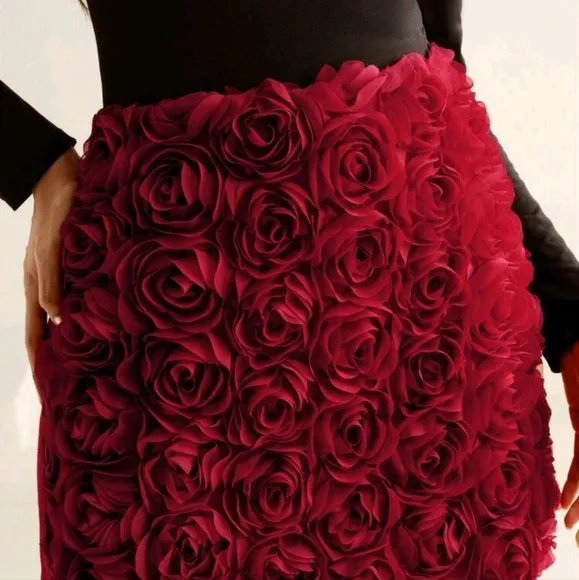 Women's Luxury 3D Rose Flower Decor Skirt