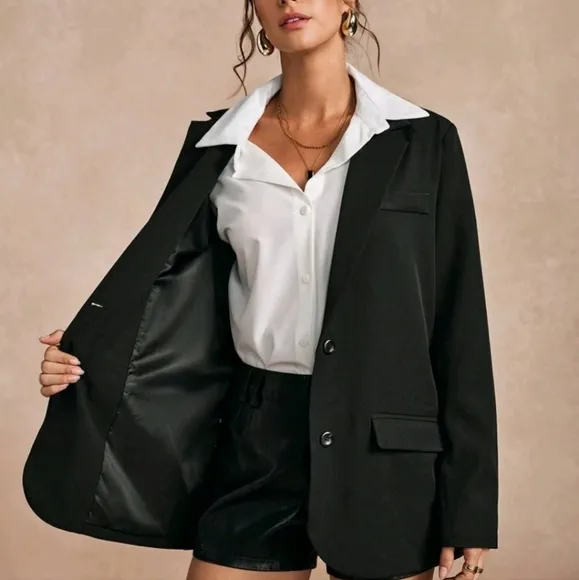Women's Metal Chain Embellished Blazer, Minimalist &amp; Fashionable