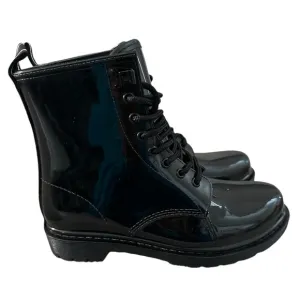 Women’s Michael Kors Black Patent Leather Boots w / Logo Backstrap, Size 7.