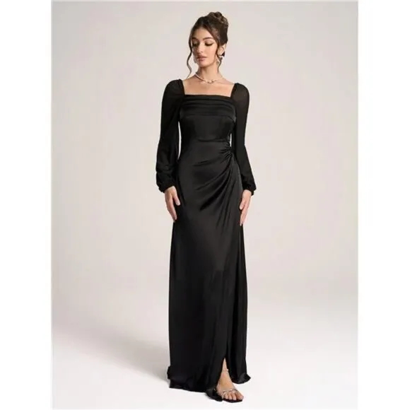 Women's Minimalist And Fashionable Long Sleeve Cocktail Dress