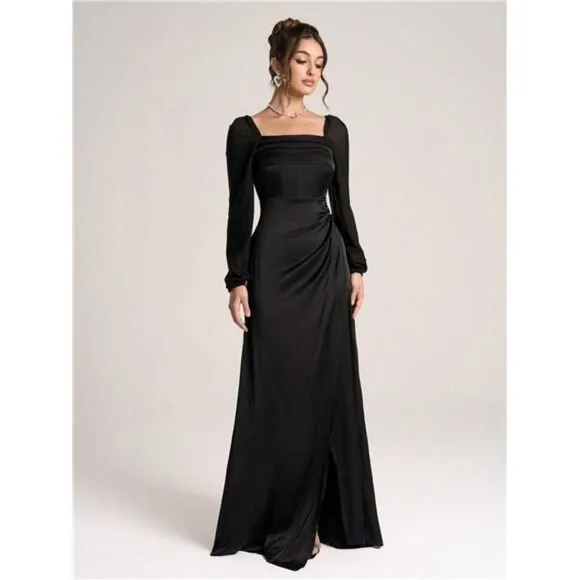 Women's Minimalist And Fashionable Long Sleeve Cocktail Dress