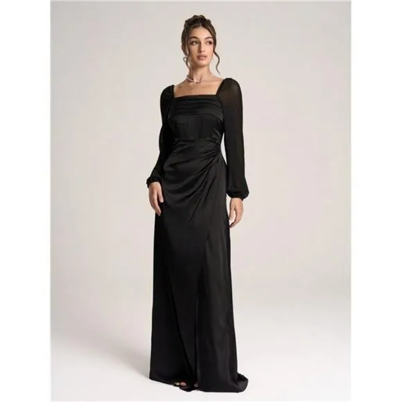 Women's Minimalist And Fashionable Long Sleeve Cocktail Dress