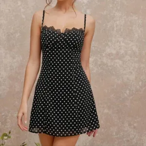 Women's Polka Dot Mini Dress, Minimalist Style Suitable For Summer