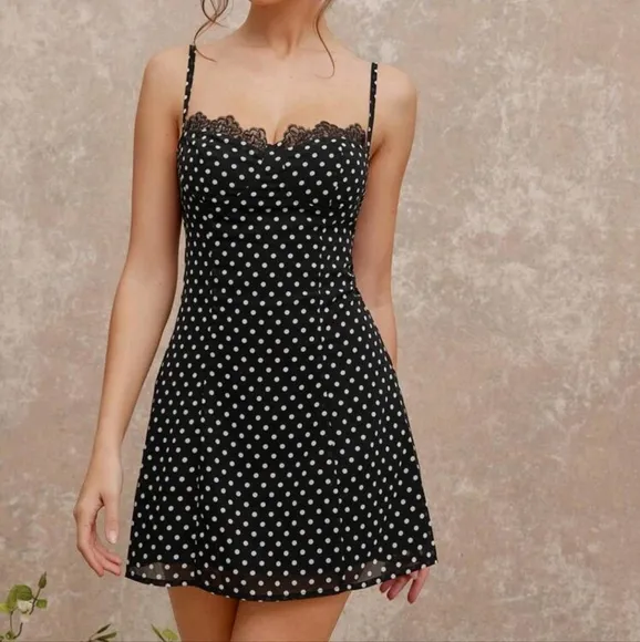 Women's Polka Dot Mini Dress, Minimalist Style Suitable For Summer