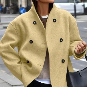 Women's Regular Jacket, Solid Color Minimalist Fashion, Casual Everyday Wear