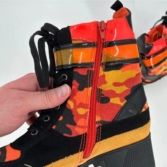 Women’s Rouge Helium Orange Black Camo Combat Boots size 7.5