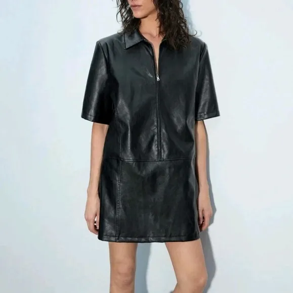 Women's Short Sleeve Zipper Casual Mini Dress, Minimalist Fashion For Everyday