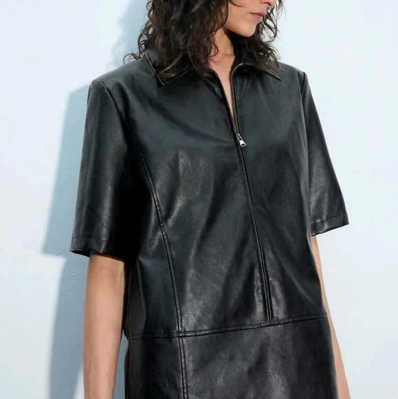 Women's Short Sleeve Zipper Casual Mini Dress, Minimalist Fashion For Everyday
