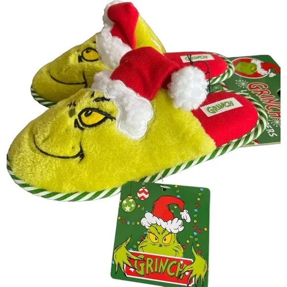 Women’s Slippers size S 5/6 GRINCH Green/ Red
