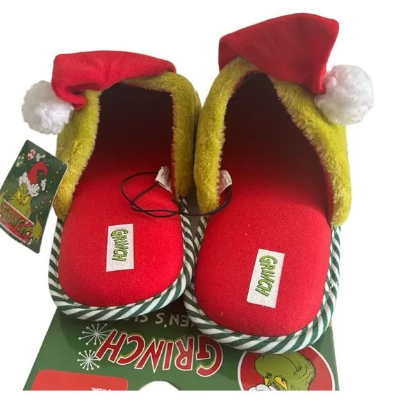Women’s Slippers size S 5/6 GRINCH Green/ Red