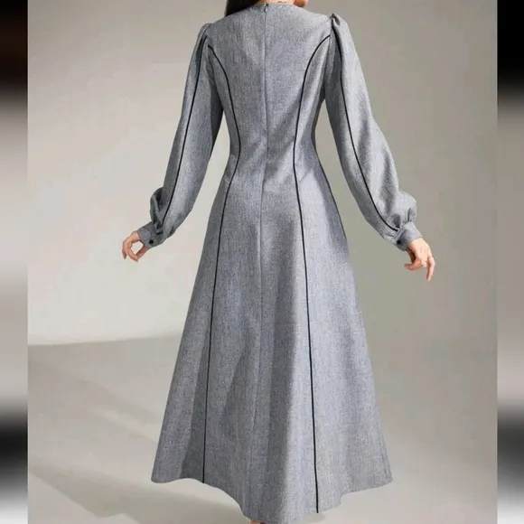 Women's Solid Color Casual Arabic-Style Dress, Minimalist Fashion