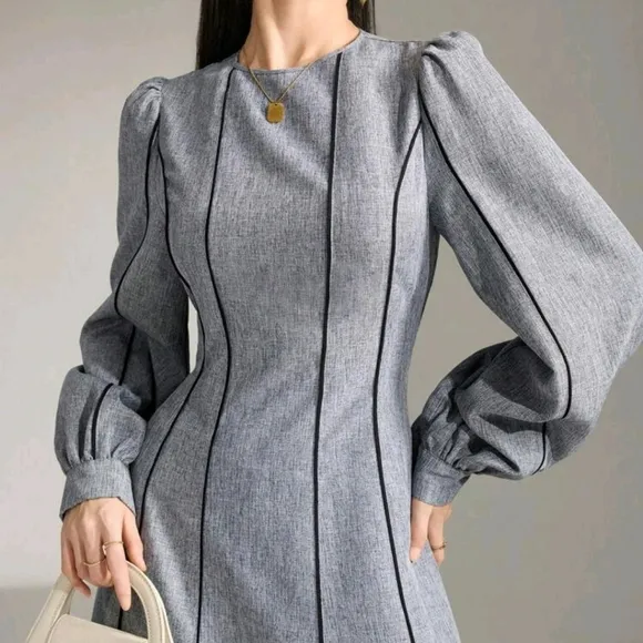 Women's Solid Color Casual Arabic-Style Dress, Minimalist Fashion
